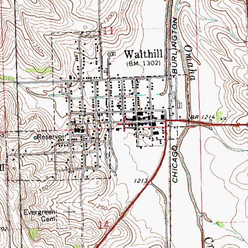 Topographic Map of Walthill Post Office, NE