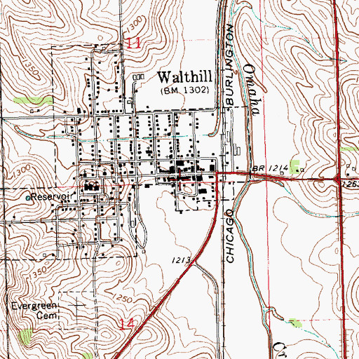 Topographic Map of Walthill Public Library, NE