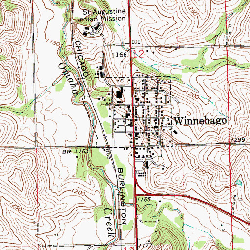 Topographic Map of Winnebago Post Office, NE