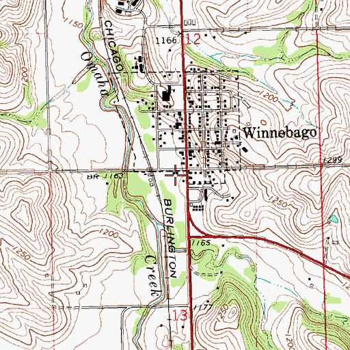 Topographic Map of Winnebago Volunteer Fire Department, NE