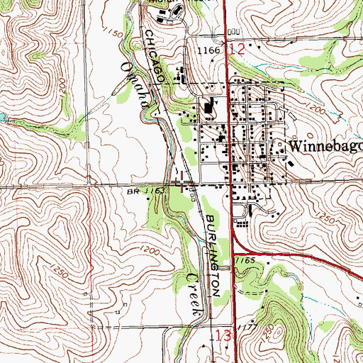 Topographic Map of Winnebago, NE