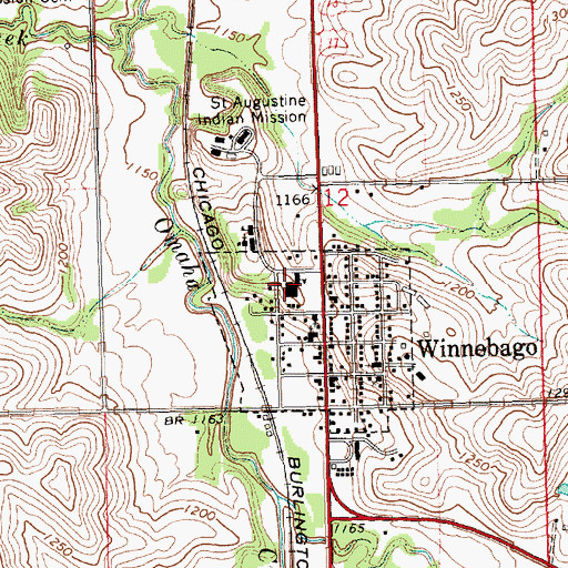 Topographic Map of Winnebago Public Schools, NE