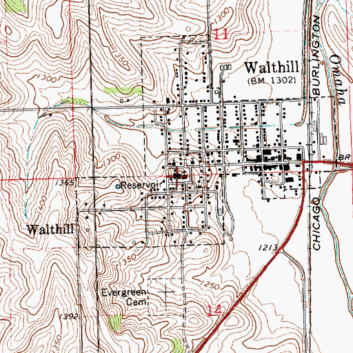 Topographic Map of Walthill Public Schools, NE