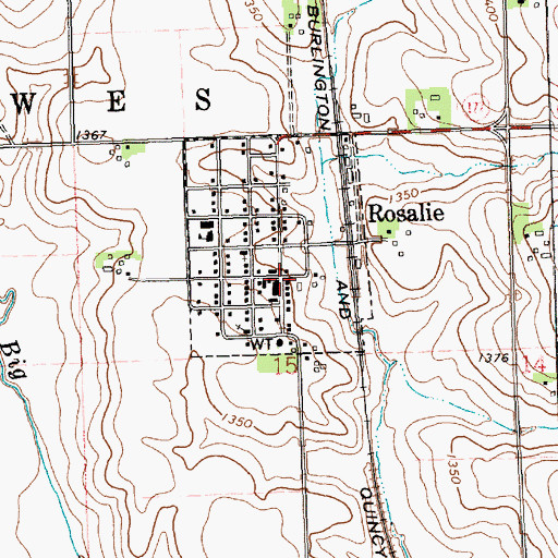 Topographic Map of Rosalie Post Office, NE