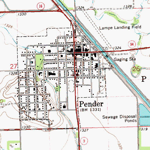 Topographic Map of Pender Volunteer Fire Department, NE