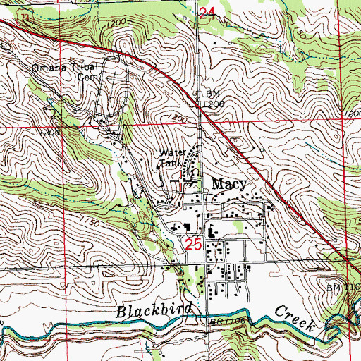 Topographic Map of Macy Post Office, NE