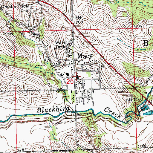 Topographic Map of Macy Public Schools, NE