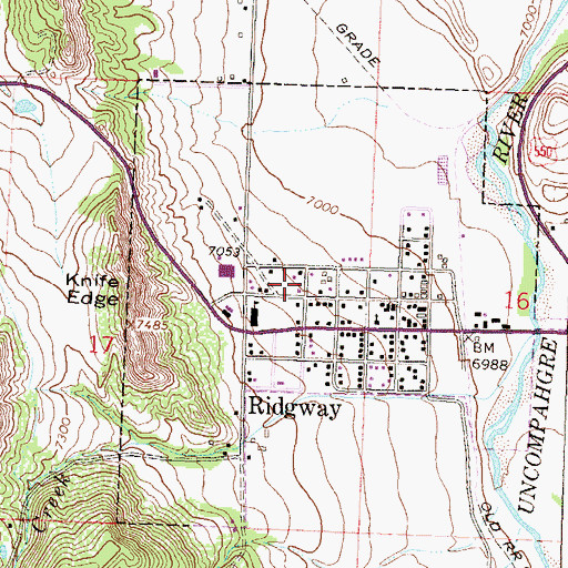 Topographic Map of Ridgway, CO