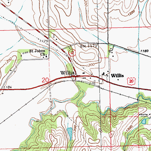 Topographic Map of Willis, NE