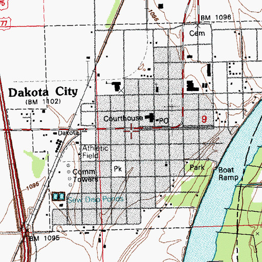 Topographic Map of Dakota City Public Library, NE