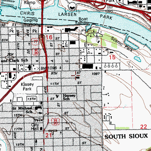 Topographic Map of Glad Tidings Lighthouse, NE