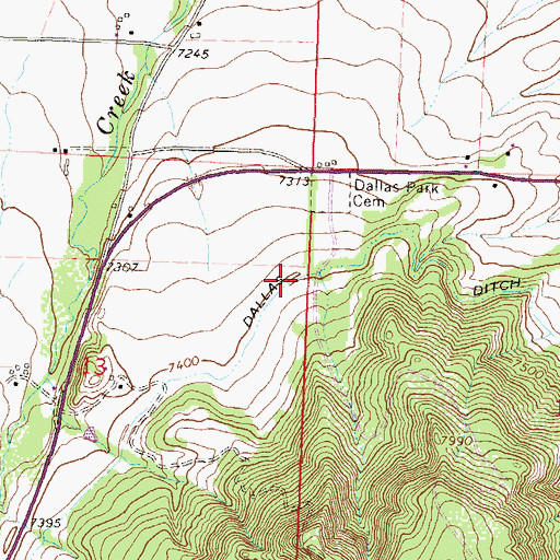 Topographic Map of Dallas Ditch, CO