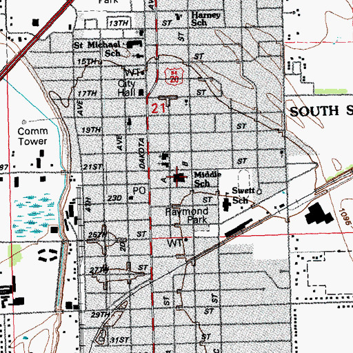 Topographic Map of South Sioux City Middle School, NE
