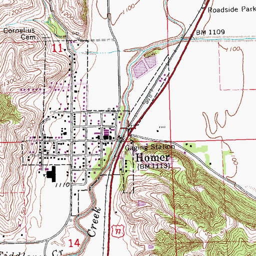 Topographic Map of Homer, NE