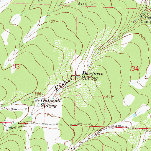 Topographic Map of Danforth Spring, CO