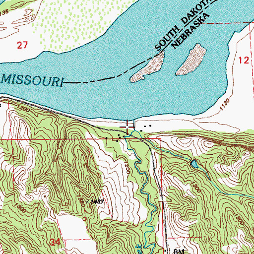 Topographic Map of Mulberry Bend State Wildlife Management Area, NE