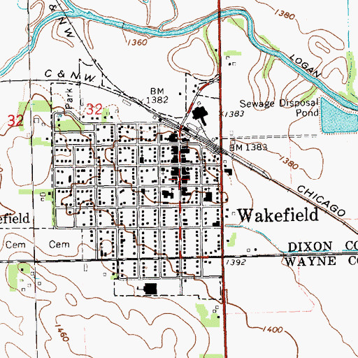 Topographic Map of Wakefield Post Office, NE