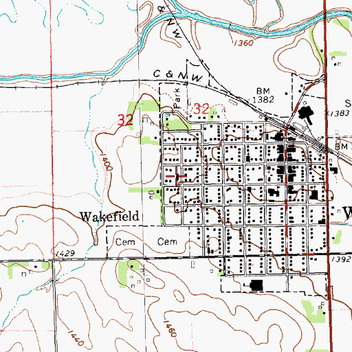 Topographic Map of Wakefield Medical Clinic, NE