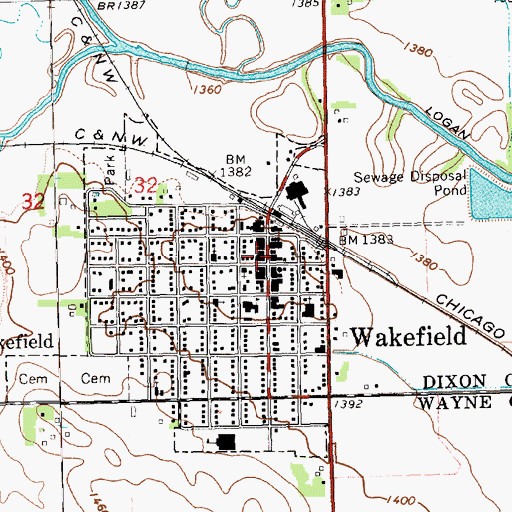 Topographic Map of Wakefield Dental Practice Center, NE