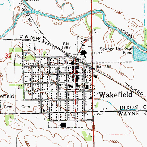 Topographic Map of Northeast Cooperative Elevator, NE