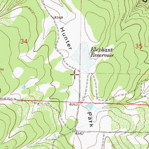 Topographic Map of Hunter Park, CO