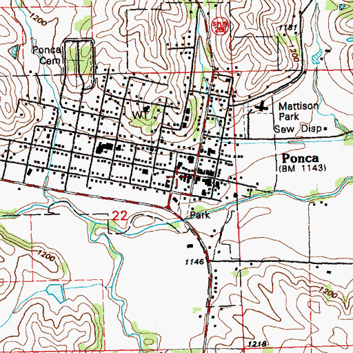 Topographic Map of Ponca Post Office, NE
