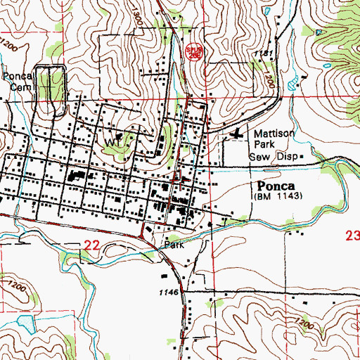 Topographic Map of Ponca Medical Clinic, NE