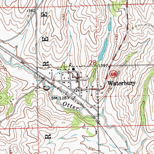 Topographic Map of Waterbury Bible Church, NE