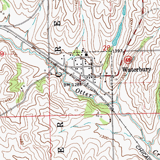 Topographic Map of Waterbury, NE