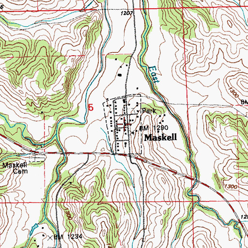 Topographic Map of Maskell Post Office, NE