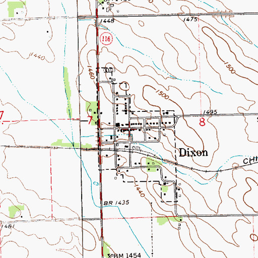 Topographic Map of Dixon Post Office, NE