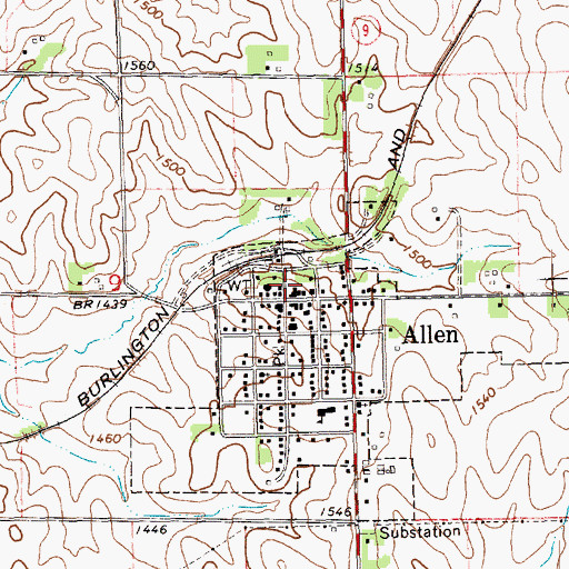 Topographic Map of Springbank Township Library, NE