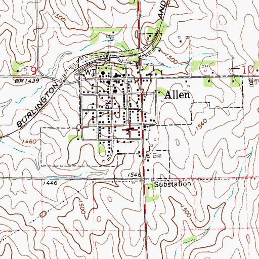 Topographic Map of Allen Consolidated Schools, NE