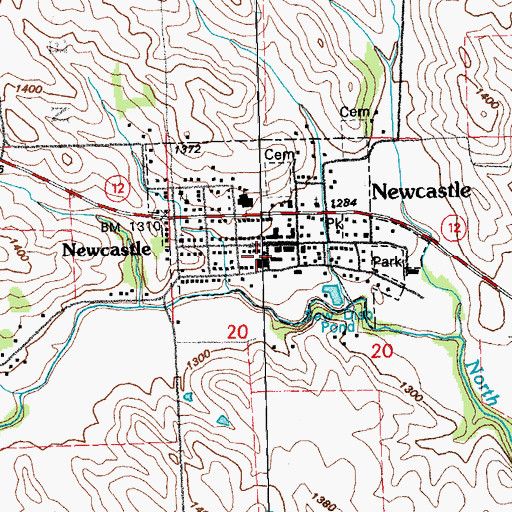 Topographic Map of Newcastle Fire Department, NE