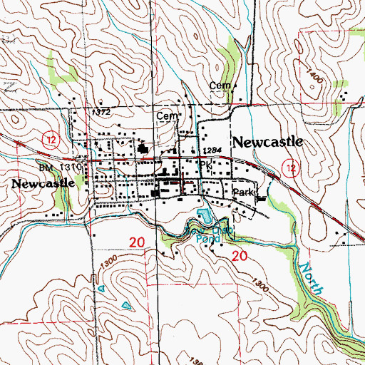 Topographic Map of Newcastle Post Office, NE