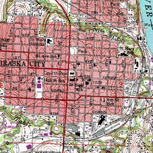 Topographic Map of Grand Army of the Republic Hall, NE