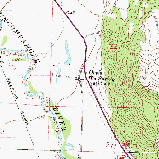 Topographic Map of Orvis Hot Spring, CO