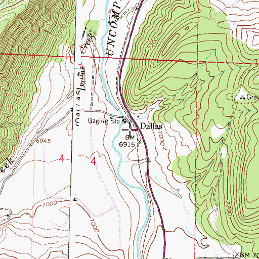 Topographic Map of Dallas, CO