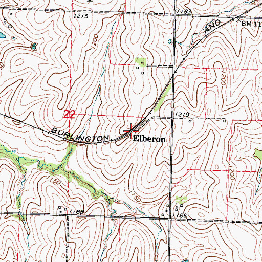 Topographic Map of Elberon (historical), NE