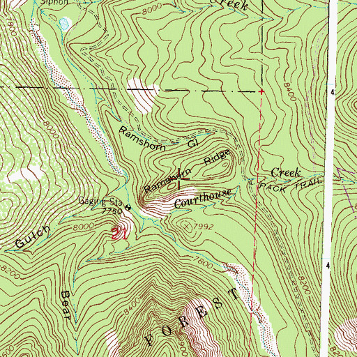 Topographic Map of Ramshorn Ridge, CO