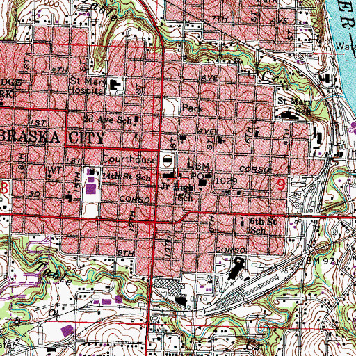 Topographic Map of Morton-James Public Library, NE