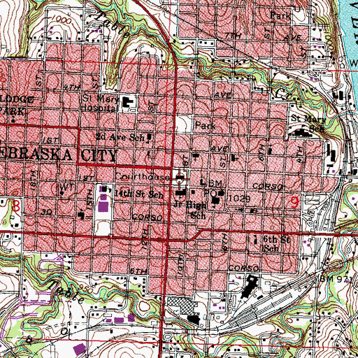 Topographic Map of Otoe County Sheriffs Office, NE