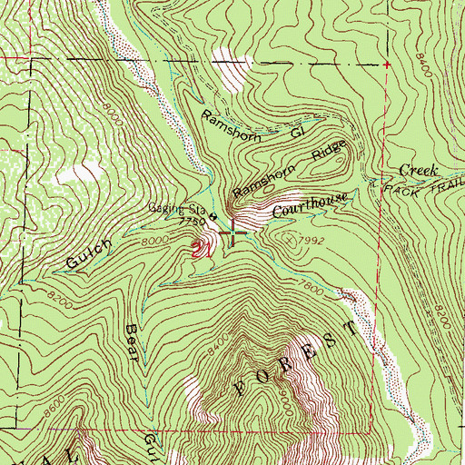 Topographic Map of Courthouse Creek, CO