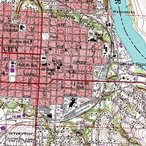 Topographic Map of First Baptist Church, NE