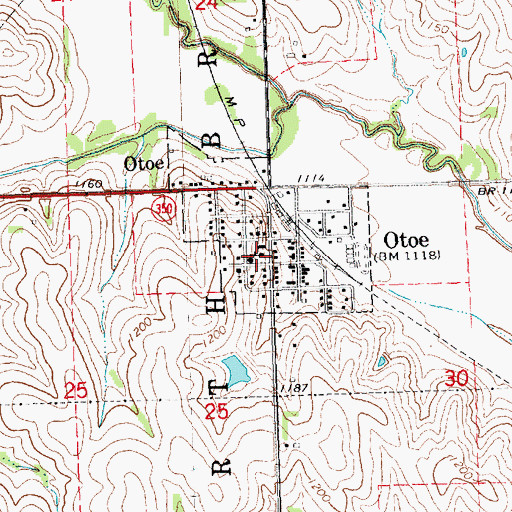 Topographic Map of Otoe Public School, NE
