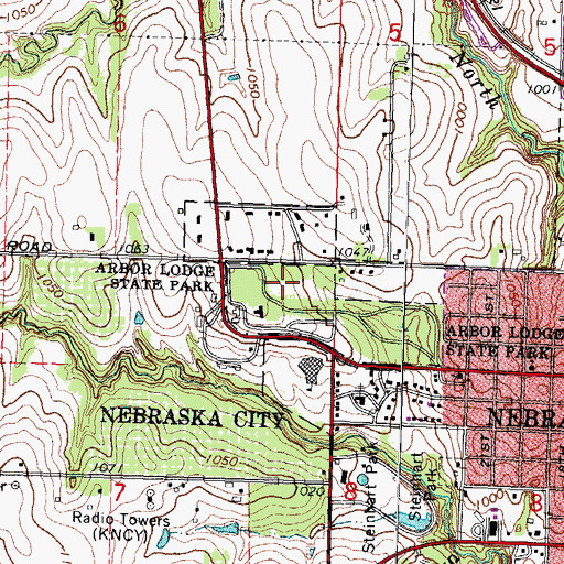 Topographic Map of Arbor Lodge Historical Marker, NE