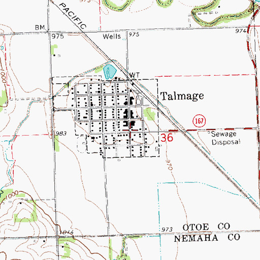 Topographic Map of Talmage Nebraska Historical Marker, NE