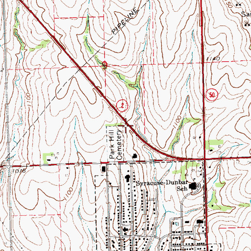Topographic Map of Nebraska City - Fort Kearney Cutoff Historical Marker, NE