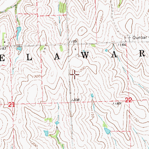 Topographic Map of Township of Delaware, NE