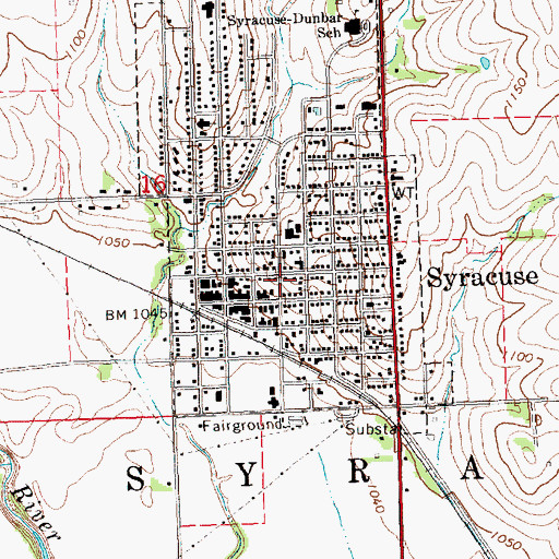 Topographic Map of Syracuse Post Office, NE